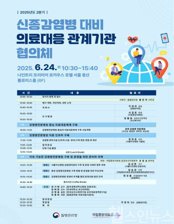 2025년 2분기 신종감염병 대비 의료대응 관계기관 협의체 일정표 (질병관리청 제공)