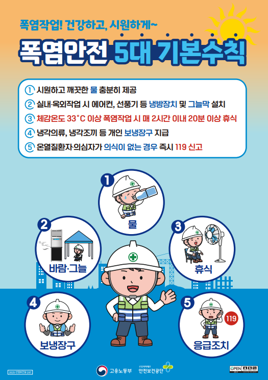 폭염안전 5대 기본수칙./안전보건공단 서울광역본부
