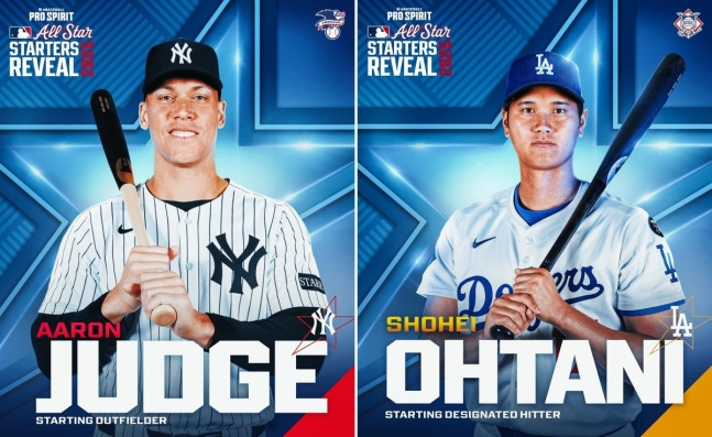 2025 MLB 올스타전에 출전하는 저지(왼쪽)와 오타니 / MLB 소셜미디어 캡처