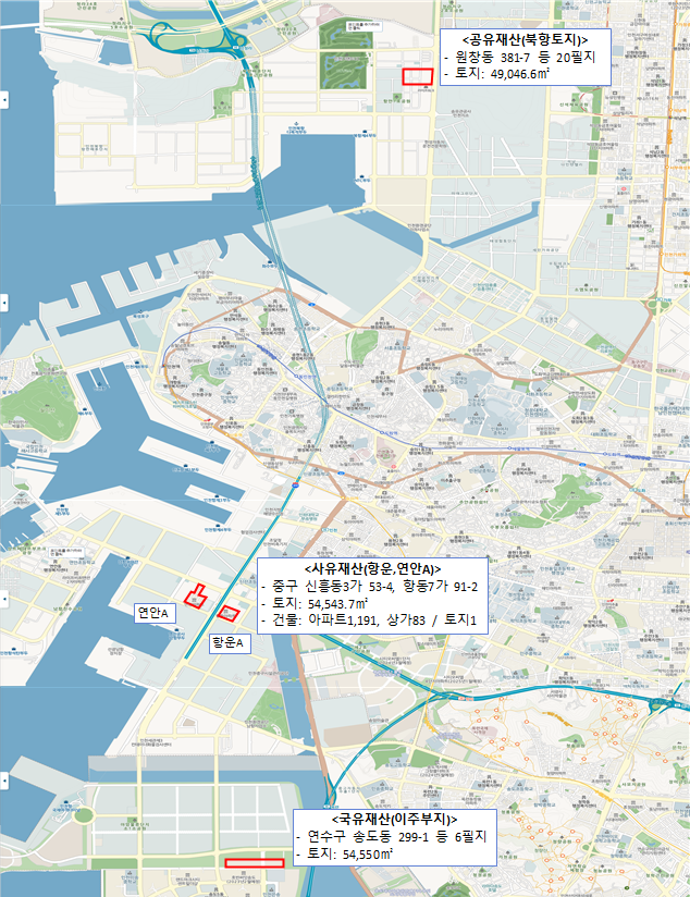 항운.연안 아파트 위치도 및 이주 위치도