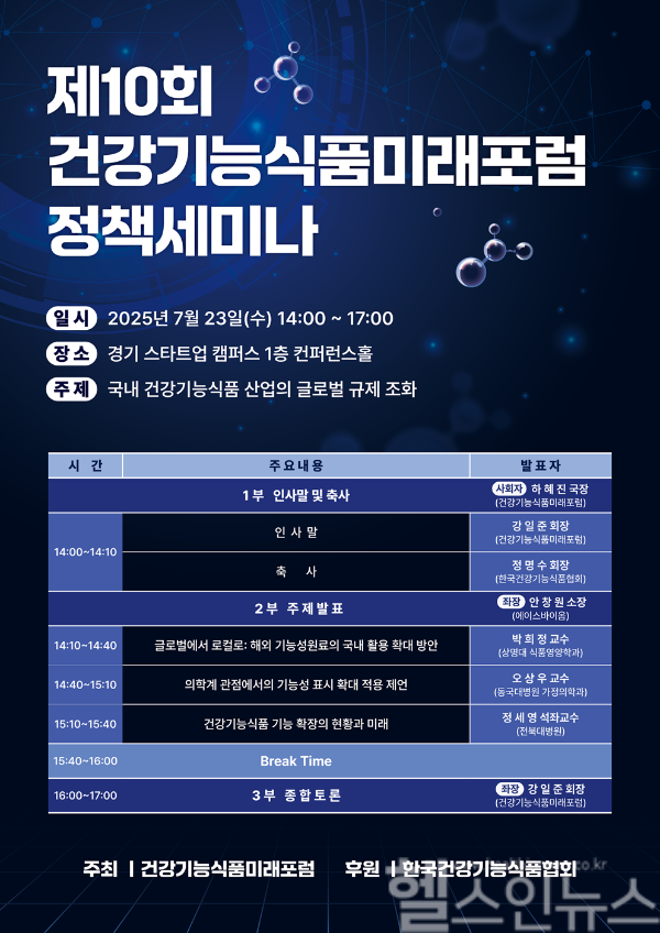 ‘제10회 건강기능식품미래포럼 정책세미나’ 포스터 (건강기능식품미래포럼 제공)