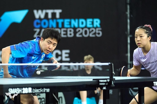 WTT 자그레브 혼합복식에 출전한 임종훈(왼쪽)과 신유빈 / WTT 인스타그램 캡처