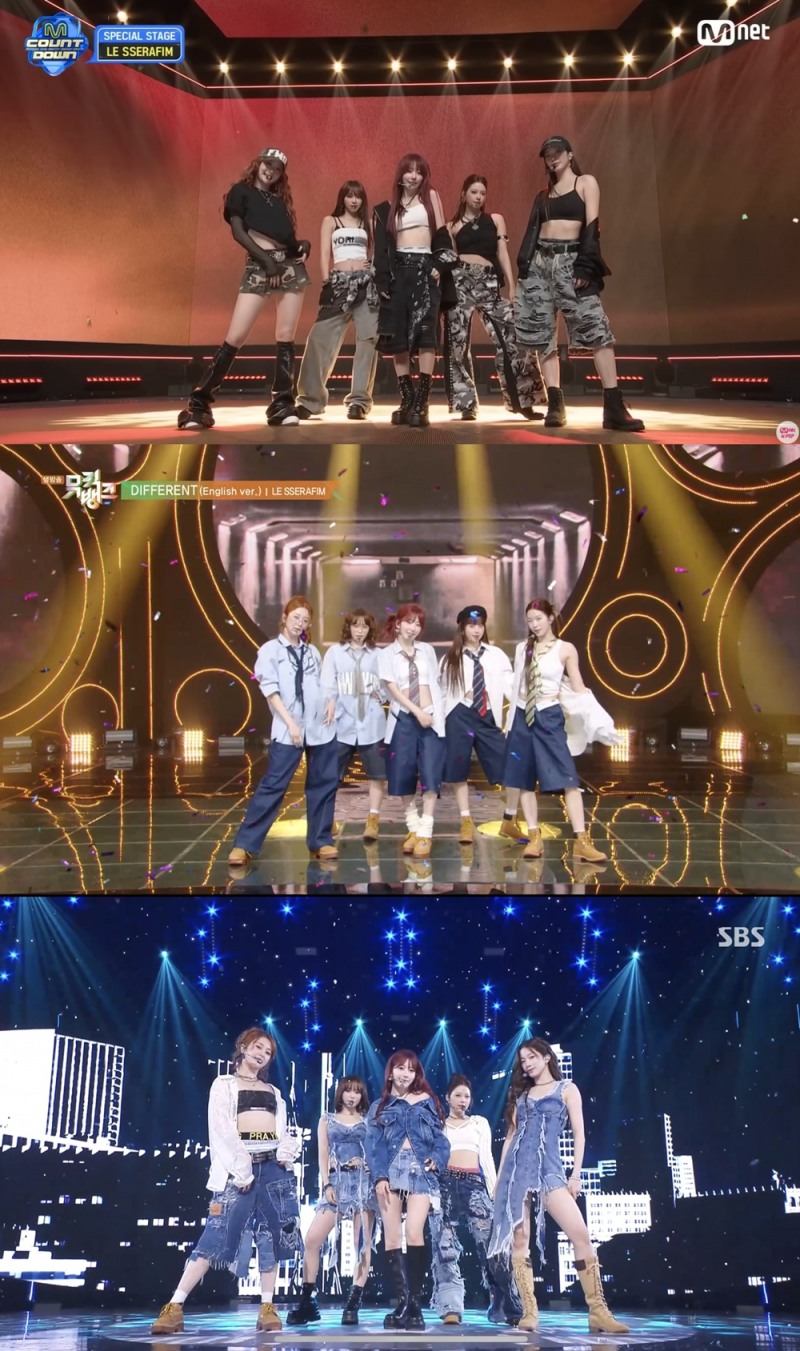 르세라핌, ‘DIFFERENT’로 음악방송 활동…“피어나분들의 소원으로 준비한 무대”