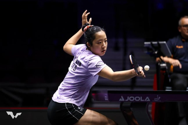 WTT 미국 스매시 경기에 나선 신유빈 / TT 인스타그램 캡처.