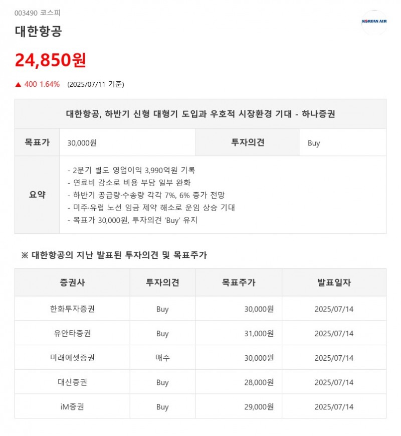 하반기 '실적 안정' 기대, 대한항공...이런 종목 매일 콕 짚어준다.