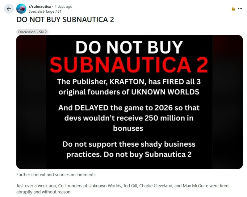 (출처=레딧 '서브노티카2' 서브레딧).