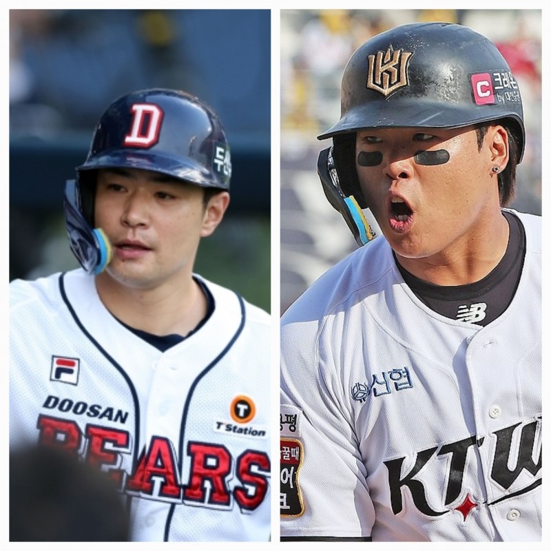 김재환(왼쪽)과 강백호