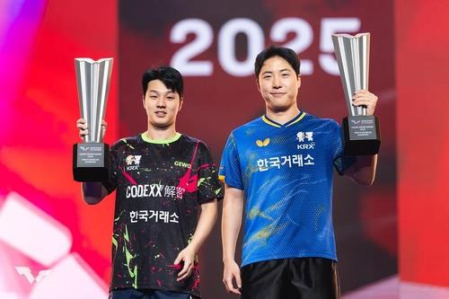 WTT 미국 스매시 남자복식 우승을 합작한 임종훈(오른쪽)과 안재현 / 사진=WTT 인스타그램 캡처. 연합뉴스