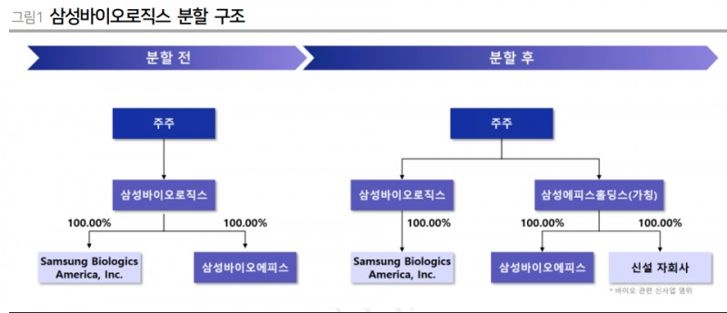 삼성바이오로직스 분할 구조. 자료=삼성바이오로직스, LS증권