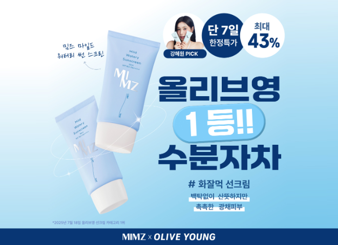 밈즈, 배우 강혜원 앞세우며 올리브영 선크림 부문 1위 기록