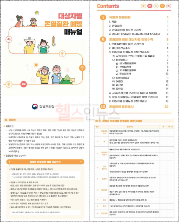 열대야 건강수칙 및 장애인 온열질환 예방수칙·예방 점검표 (질병관리청 제공)