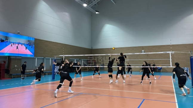 훈련하는 IBK기업은행 선수들 / 사진=IBK기업은행 배구단 제공. 연합뉴스