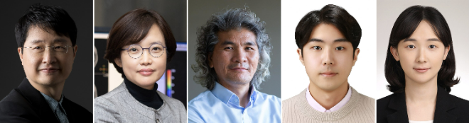 (사진 왼쪽부터) 이화여대_류인균 교수, 이화여대_윤수정 교수, IBS_이창준 단장, IBS_원우진 박사, 서울여대_이수지 교수 (사진제공=이화여대)
