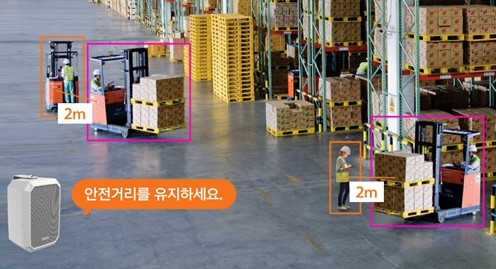 작업자의 상태나 현장 상황을 분석해 안전 수칙 준수를 권고하는 등첨단 기능이 탑재된 한화비전 AI 카메라