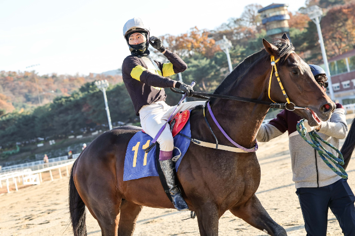 지난해 과천시장배에서 원평스톰에 기승해 우승을 차지한 임다빈 기수