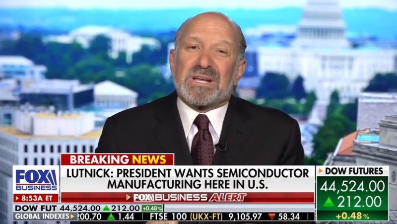 (상보) 美러트닉 “트럼프 임기 내 미국에 반도체 공장 지으면 관세 면제”