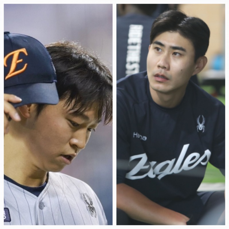 엄상백(왼쪽)과 심우준