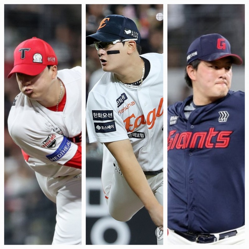 맨왼쪽부터 정해영, 김서현, 김원중