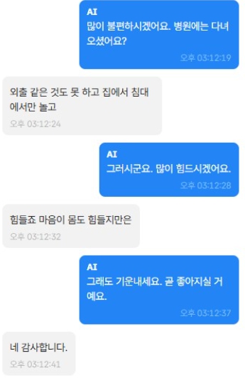 대전 서구 케어콜 사업 대화 내용 (대전 서구 제공)
