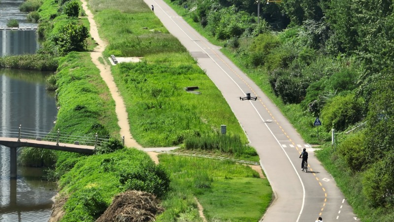 하천 드론 안내방송 연습비행