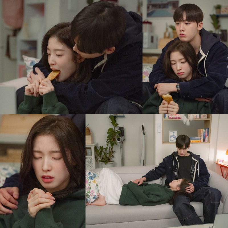 ‘내 여자친구는 상남자’ 윤산하X아린, 재은 커플의 다정 백허그+스윗 무릎베개 포착…설렘 지수 무한 상승