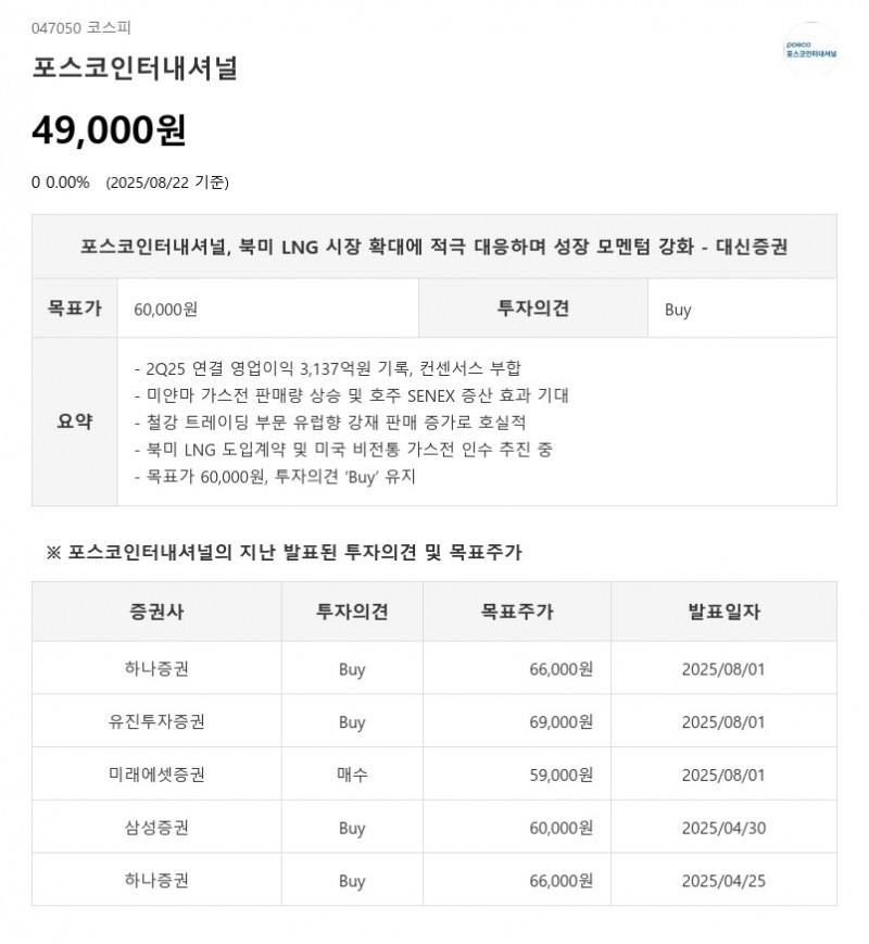 포스코인터내셔널, 북미 LNG 시장 확대에 적극 대응하며 성장 모멘텀 강화 - 대신증권