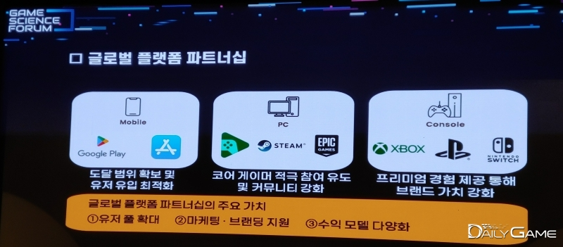 넷마블은 플랫폼 별로 다른 목표를 가지고 서비스 및 론칭 전략을 적용하고 있다고 소개됐다.