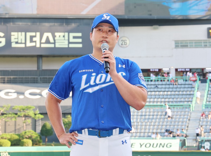 인사말 하는 오승환. 사진=연합뉴스