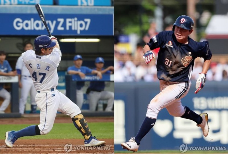 강민호와 정수빈 / 사진=연합뉴스