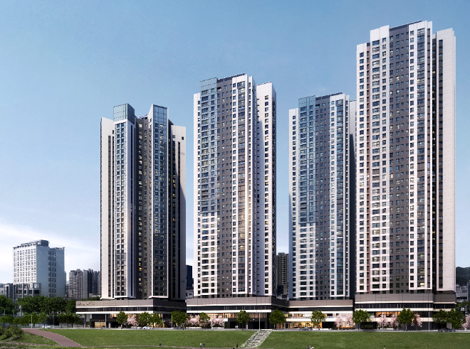 효성중공업 주택 브랜드 ‘해링턴플레이스’ 투시도. 향후 해당 브랜드에 KCC 콘크리트 중성화 방지 도료가 적용될 예정이다