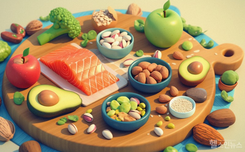 평소 콜레스테롤에 좋은 식품들을 알아두고 식단에 적절히 첨가하는 것이 관리의 시작이다. (이미지 디자인 =GDH AI Design Team)