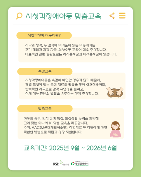 밀알복지재단 헬렌켈러센터, ‘시청각장애아동 맞춤교육’ 진행