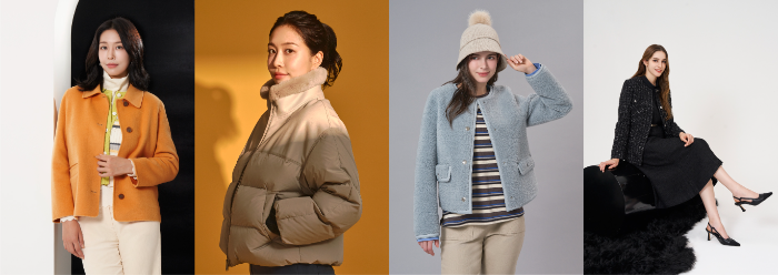 2025 FW 시즌 화보. 크로커다일레이디 (첫번째, 두번째), 올리비아하슬러(세번째), 샤트렌(네번째)