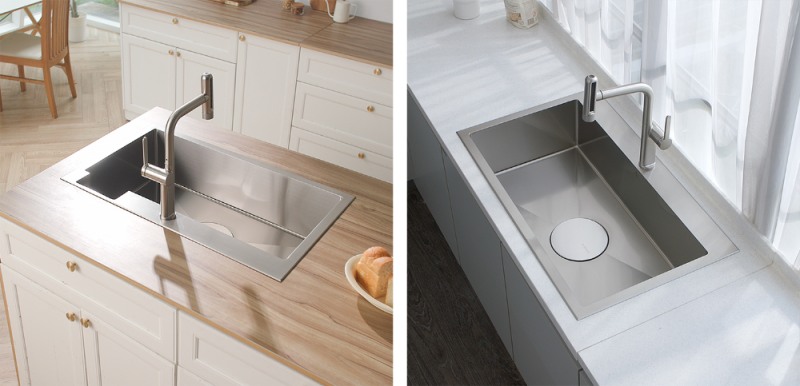 ▲아티잔 포켓엠보 사각싱크볼 PEDU858 모델(왼쪽)과 엠보 사각싱크볼 EDU858 모델(오른쪽)의 모습/사진제공=아티잔