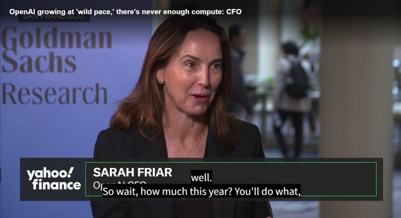 오픈AI의 사라 프라이어 CFO는 9일(현지시간) 야후파이낸스와 인터뷰에서 올해 매출이 130억달러를 넘을 것으로 보인다고 밝혔다. 자료=야후파이낸스