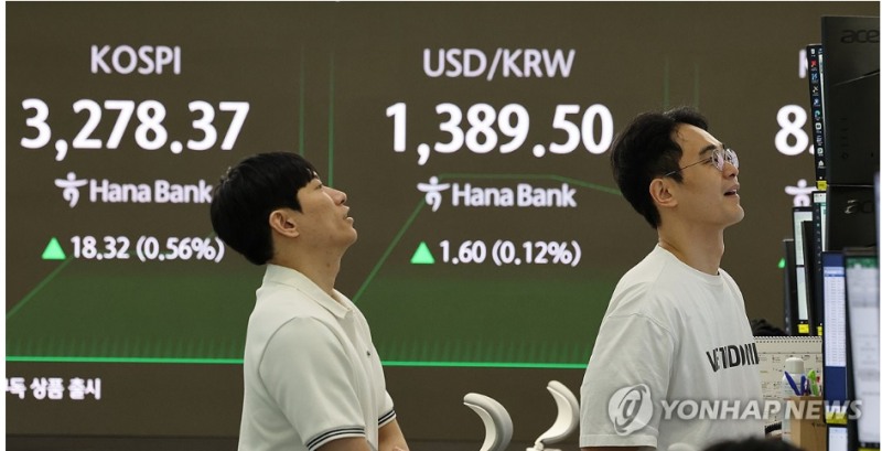 코스피지수가 10일 양도세 대주주 완화와 美연준 금리인하 기대감에 3305선을 돌파중이다. 사진=연합뉴스