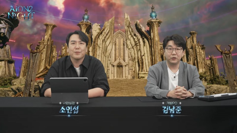 왼쪽부터 엔씨소프트 '아이온2' 소인섭 사업실장, 김남준 개발PD(출처='아이온2' 공식 유튜브).