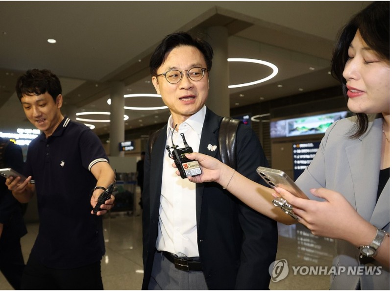 김정관 산업통산자원부 장관이 14일 미국과 관세 후속 협상을 마치고 빈 손으로 귀국했다. 사진=연합뉴스