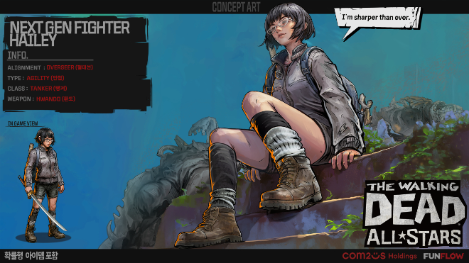 컴투스홀딩스 '워킹데드: 올스타즈' 업데이트를 통해 추가되는 신규 생존자 '새시대의 투사 헤일리' ⓒ컴투스홀딩스