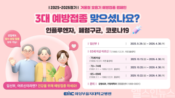 의정부을지대병원, ‘독감·폐렴·코로나19’ 3대 예방접종 캠페인 (사진 제공=의정부을지대병원)