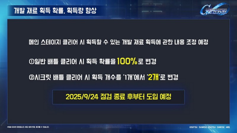 개발 재료 획득이 개선된다(출처=공식 방송 캡처).