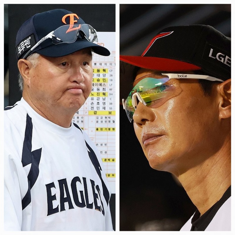 김경문 한화 감독(왼쪽)과 염경엽 LG 감독