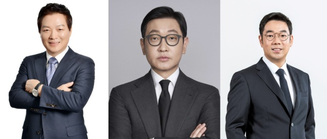 (왼쪽부터) 박주형 신세계백화점 대표, 문성욱 신세계라이브쇼핑 신임 대표, 제임스 장 지마켓 신임 대표/사진=신세계그룹