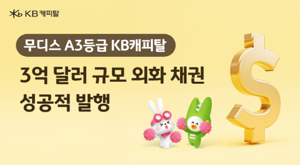KB캐피탈, 5년 만에 글로벌 채권시장 복귀…3억 달러 조달 성공