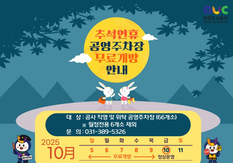 추석연휴 유료 공영주차장 66곳을 무료 개방