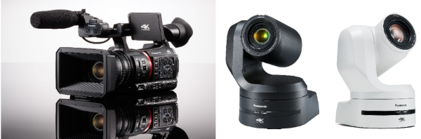 파나소닉코리아, 전문가용 핸드헬드 캠코더 AG-CX370와 4K PTZ 카메라 AW-UE150A (좌측부터)