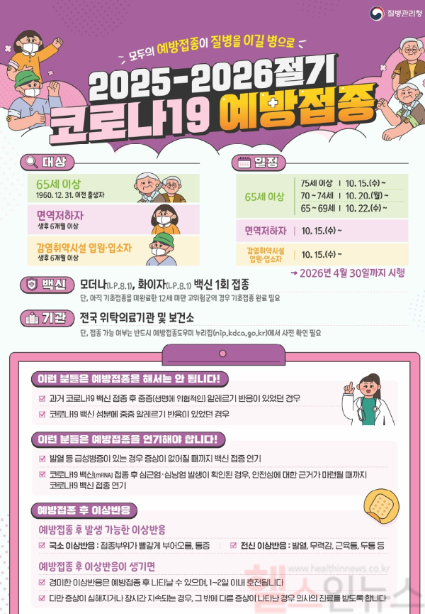 ’25-’26절기 코로나19 예방접종 안내문 (사진 제공=질병관리청)