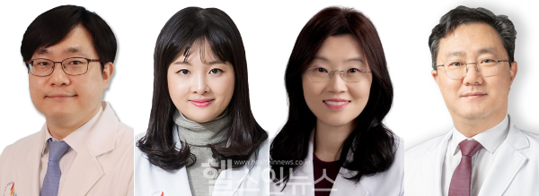 (왼쪽부터) 신종범 인하대병원 교수, 차보람 인하대병원 교수, 홍수진 순천향대학교 부속 부천병원 교수, 김경오 가천대 길병원 교수 (사진 제공=인하대병원)