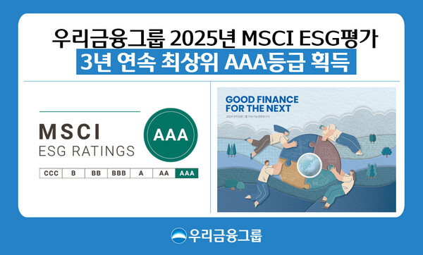 우리금융그룹, MSCI ESG 평가 3년 연속 ‘AAA’ 등급 획득 (우리금융그룹 제공)