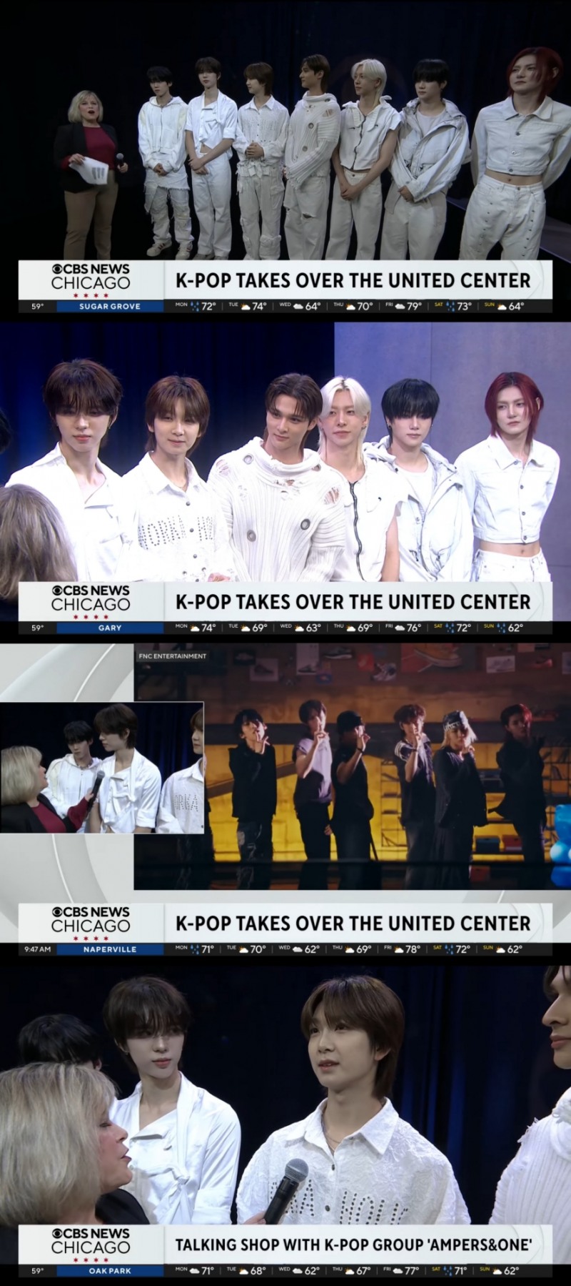 앰퍼샌드원, 美 CBS 뉴스 시카고 출연…“가장 핫한 K팝 그룹 중 하나” 소개